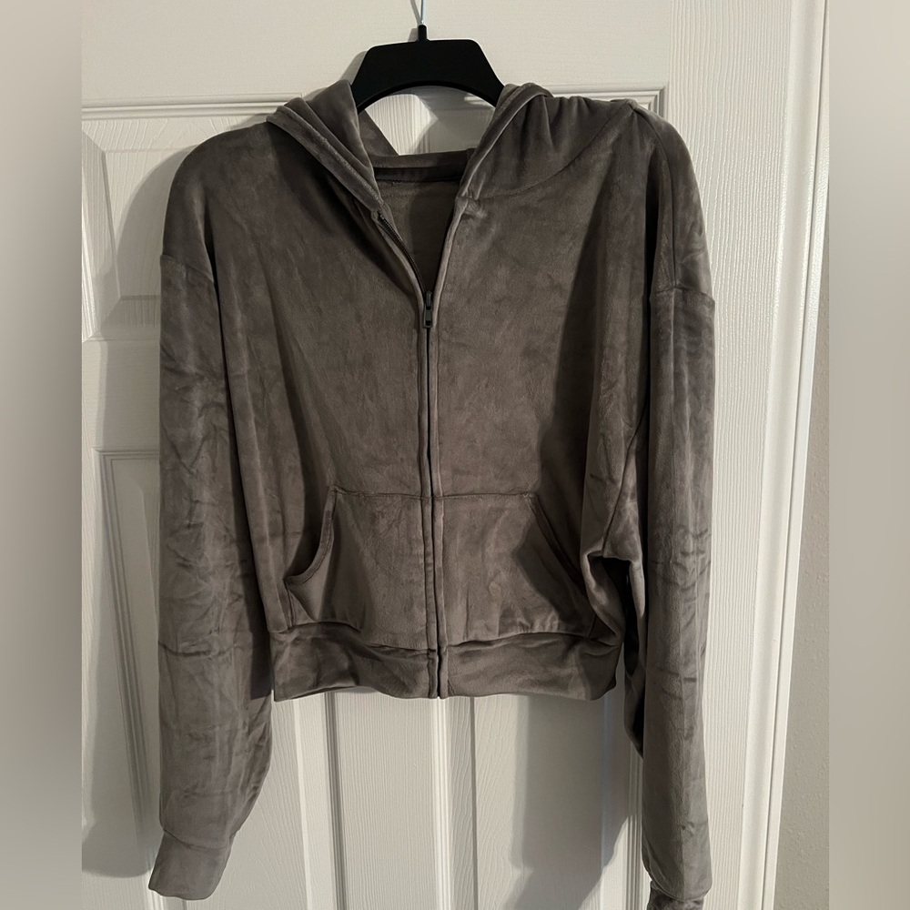 SKIMS Gray Zip-Up Jacket